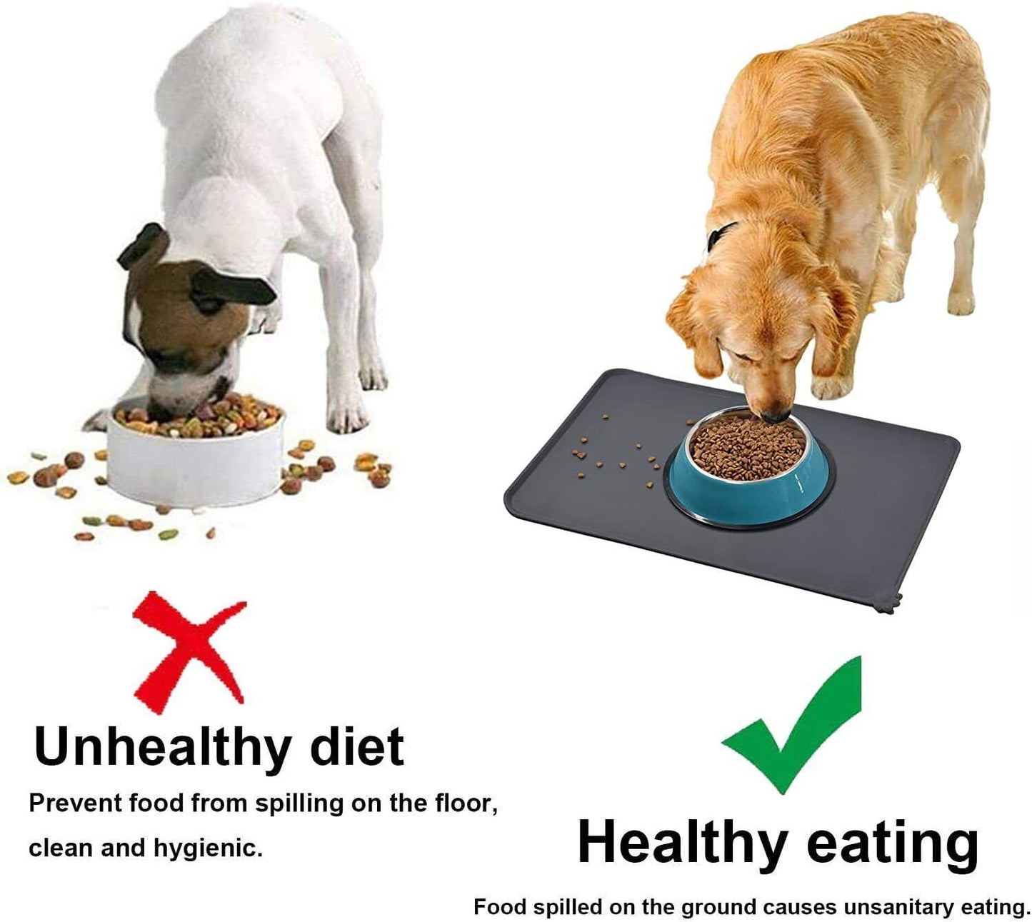 Cat Dog Food Mat For Pet Feeding Bowl Floors Waterproof Non Slip Silicone